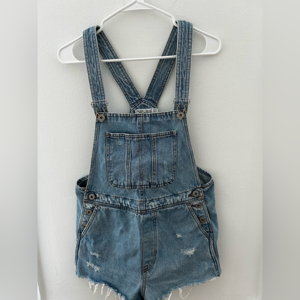 Bershka Light Blue Denim Overalls